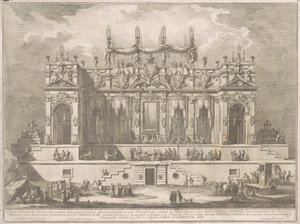 Die Seconda Macchina für die Chinea von 1764: Eine prächtige Galerie, die nachts beleuchtet wird