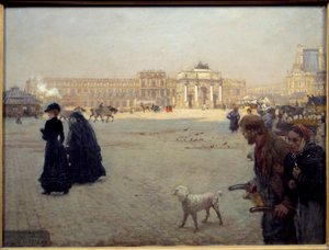 Der Place du Carrousel, Ruinen der Tuilerien im Jahr 1882. Darstellung einer Ansicht von Paris