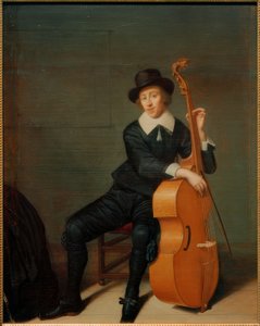 Bildnis eines sitzenden Musikers mit seiner Viola da Gamba von Godaert Kamper