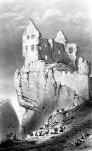 Das Schloss von Crussol, Saint-Peray, Frankreich, 19. Jahrhundert