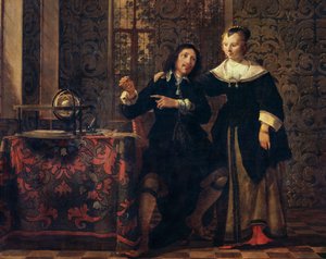 Der Astronom und seine Frau, Gemälde von Gonzales Coques (ca. 1614-1684) von Gonzales Coques