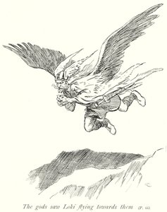 Die Götter sahen Loki auf sie zufliegen von Gordon Frederick (after) Browne