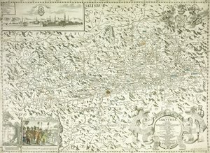 Eine Karte von Österreich und der Tschechoslowakei, 1718 von Gottfried Pfantz