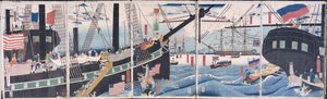 Fremde Schiffe in Yokohama von Gountei Sadahide