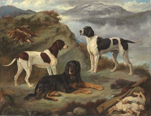 Sherry, Ranger und Glen, drei Jagdhunde in einer Landschaft von Gourlay Steell