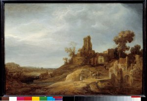 Landschaft mit Brücke und Ruinen