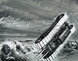 Die Winde der Commonwealth-Bucht wehen über einen Schneetraktor
