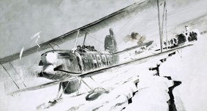 Unbekanntes Doppeldeckerflugzeug landet auf gebrochenem Eis von Graham Coton