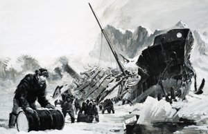 Unbekanntes Schiffswrack auf einem eisigen Gletscher von Graham Coton