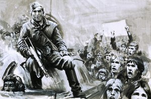 Unbekannter Soldat auf Panzer