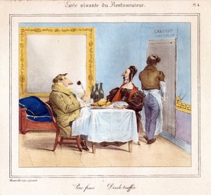 Die lebende Karte des Restaurateurs: Frisches Schweinefleisch & Trüffel-Truthahn. 1831-32 (Lithografie)