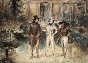 Karikatur von Honore de Balzac, Frederick Lemaitre und Theophile Gautier von Gerard Granville von Grandville