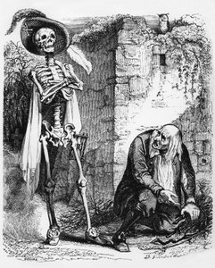 La Fontaines Fabel: Der Tod und der Holzfäller, Gravur von J.J. Grandville, ca. 1838-40 von Grandville (1803 47)