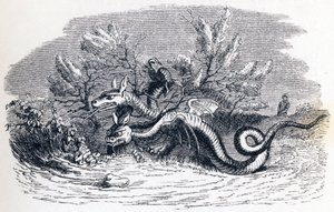 Der Drache mit mehreren Köpfen und der Drache mit mehreren Schwänzen - Fabeln von La Fontaine von Grandville