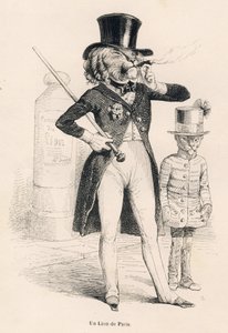 Löwe von Paris. Illustrierte Vignetten von JJ Granville. Gravur signiert Andrew, Best und Leloir im Teil "Reise eines afrikanischen Löwen nach Paris" geschrieben von Honoré de Balzac in "Szenen aus dem privaten und öffentlichen Leben der Tiere". Paris, J. 