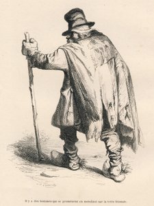 Bettler. Vignetten illustriert von JJ Granville. Gravur signiert Caque in der Partie "Histoire d