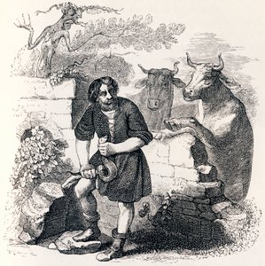 Der Mann und die Schlange - Fabeln von La Fontaine von Grandville