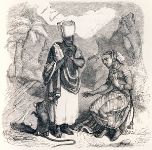 Die Maus wird in ein Mädchen verwandelt - Fabeln von La Fontaine von Grandville