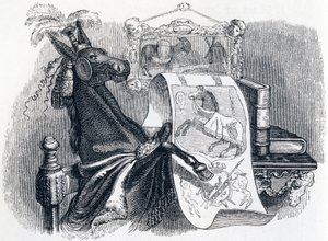 Das Maultier, das sich seiner Abstammung rühmt - Fabeln von La Fontaine von Grandville