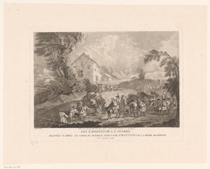 Landschaft mit vorbeiziehender Soldatengruppe von Gérard Jean Baptiste Scotin (II)