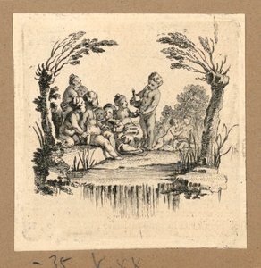 Eine Gruppe von Kindern beim Trinken von Gravelot