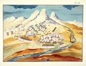 Schlacht bei Rhachova, Tafel 16 aus Bildliche Geschichte des griechischen Unabhängigkeitskrieges von General Makryjannis von Greek School