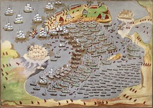Schlacht von Navarino am 20. Oktober 1827, aus der Bildgeschichte des griechischen Unabhängigkeitskrieges