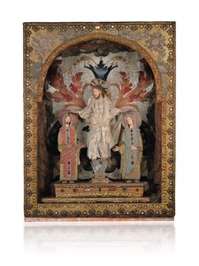 Christus auf einem Sockel aus Bergkristall, flankiert von Kaiser Romanos II (938-963) und Kaiserin Eudoxia (945-949) von Greek School