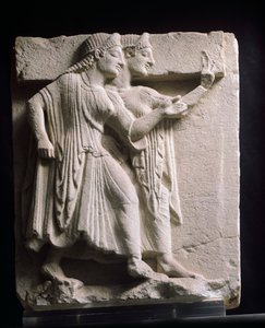 Metopenrelief mit Tänzern, antiker Schatz, Kampanien, Italien, 5. Jahrhundert v. Chr.
