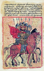 Militärszene aus einem armenischen Manuskript des 14. Jahrhunderts