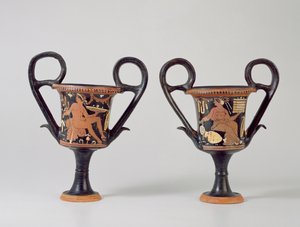 Rotfiguriger Kantharos, der einen Jüngling und eine Frau darstellt, ca. 310 v. Chr. von Greek School