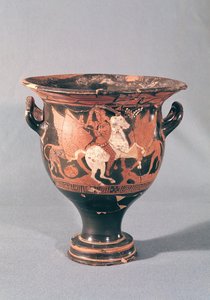 Rotfiguriger Krater, der Amazonen und Greifen darstellt