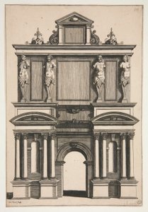 Entwurf für einen Bogen mit vier Termfiguren von Gregoire Huret