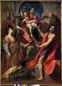 Jungfrau mit Kind und den Heiligen Franz von Assisi, Johannes der Täufer, Margarete von Antiochia und Gregor der Große