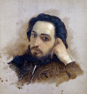 Porträt von Vsevolod Mikhailovitch Garchine (1855-1888), russischer Schriftsteller von Grigoriy Myasoyedov