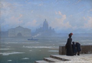 Eistreiben auf der Newa in St. Petersburg