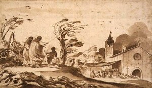 Landschaft mit einem Trauerzug