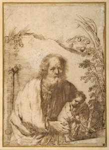 St. Joseph und das Jesuskind, einen Zweig eines Apfelbaums greifend von Guercino