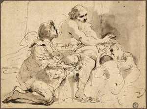 Studie für Jakob segnet die Söhne Josephs, um 1620