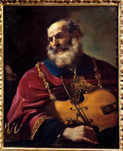 König David (spielt die Geige) von Guercino