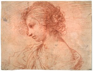Brustporträt einer jungen Frau, 17. Jahrhundert von Guercino