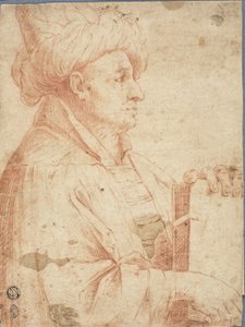 Büste eines Mannes mit Turban und Buch von Guercino