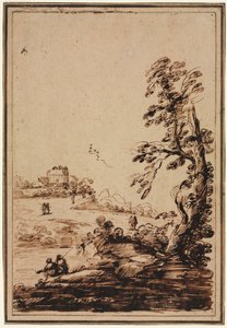 Landschaft mit kleiner Gebäudegruppe, zweite Hälfte 1700er Jahre