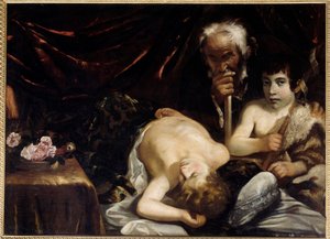Das schlafende Jesuskind mit Johannes dem Täufer und Josef von Guido Cagnacci