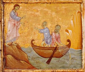 Wunderbarer Fischfang (Detail) von Guido da Siena