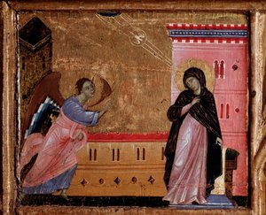 Die Verkündigung (Detail der Predella) von Guido da Siena