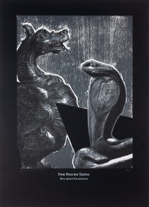 Von der Natter gebissen, Also sprach Zarathustra, 2024 (Holzschnitt und Siebdruck) von Guilherme Pontes
