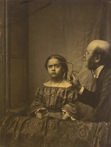 Der Muskel der Aufmerksamkeit (links); Augenbrauenkontraktion durch helles Licht (rechts), 1854-1856, gedruckt 1862