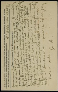 Autographierte Postkarte an Jean Mollet, datiert 16. September 1915 von Guillaume Apollinaire