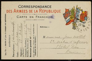 Postkarte an Jean Mollet von Guillaume Apollinaire